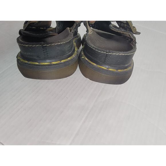 DR MARTENS Y2K Vtg UK 10 Black Distressed Leather Fisherman Sandals England main image 4